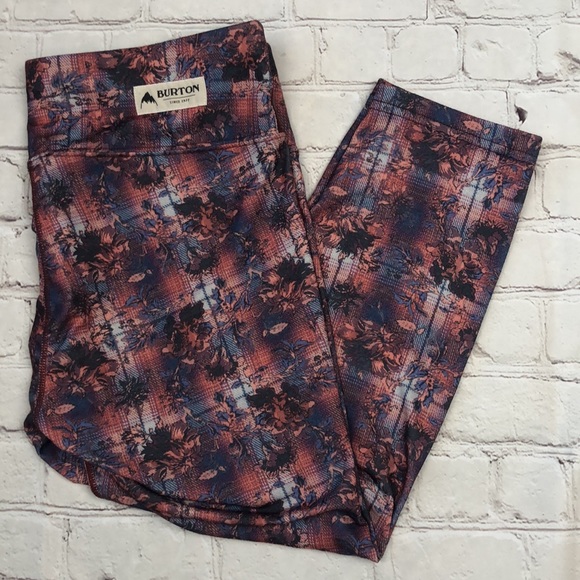 Burton Dryride Midweight Baselayer Capri Leggings Floral Plaid Sz S - Picture 14 of 16